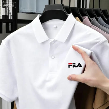 Men's polo shirt - single button printed shirt