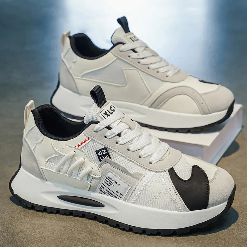 Men's Korean-Style Trendy White Sneakers Fashionable Sports And Casual Shoes for Younger Men