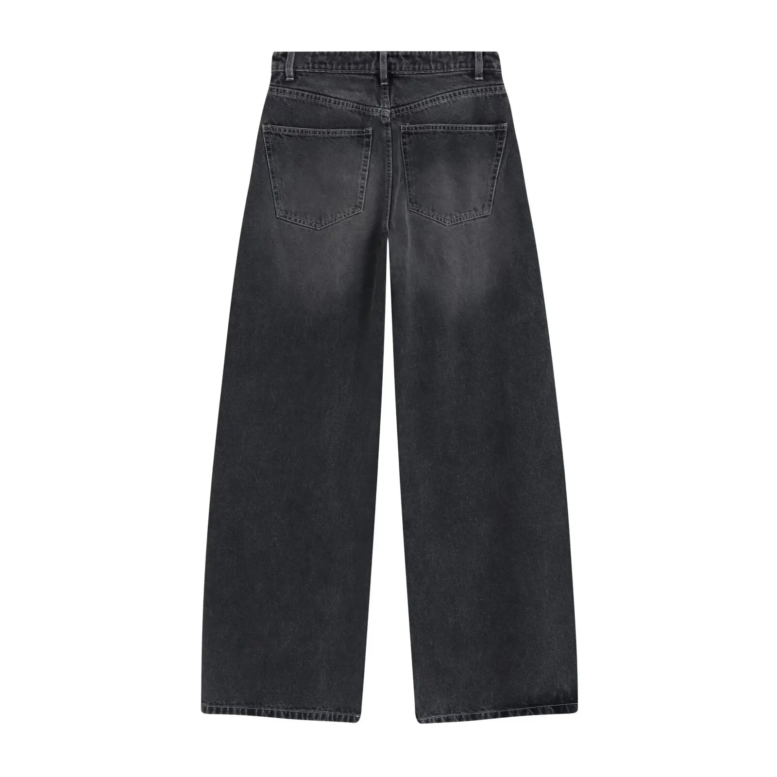 Withered Casual Rivet Embellished Mid High Waist Long Straight Leg Pants Jeans Women's Jeans Women's Denim Pants Woman Clothes