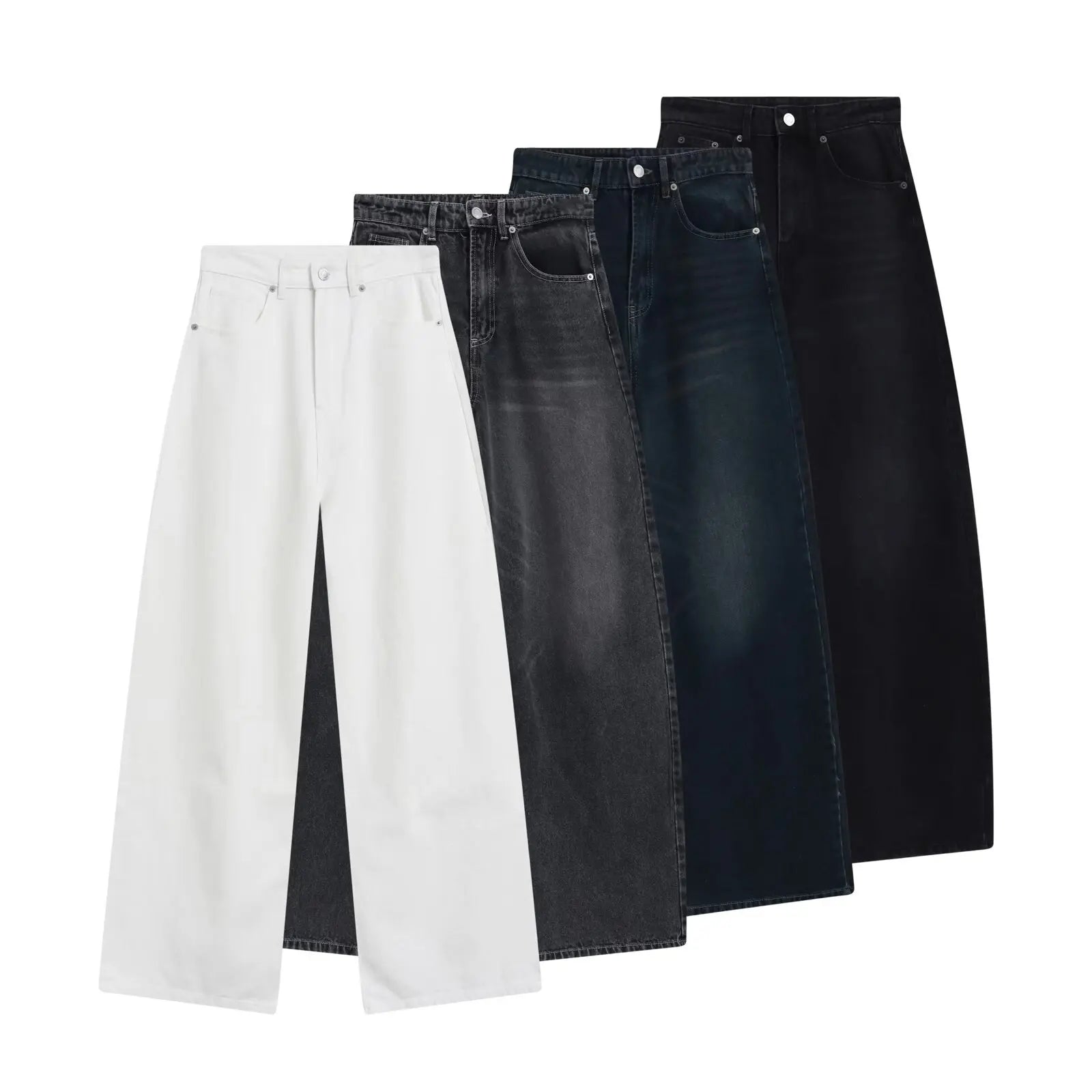 Withered Casual Rivet Embellished Mid High Waist Long Straight Leg Pants Jeans Women's Jeans Women's Denim Pants Woman Clothes