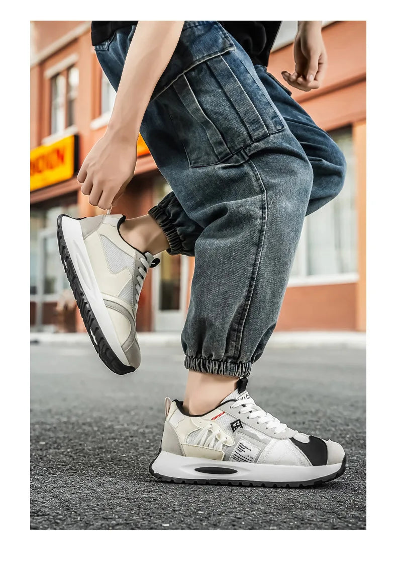 Men's Korean-Style Trendy White Sneakers Fashionable Sports And Casual Shoes for Younger Men