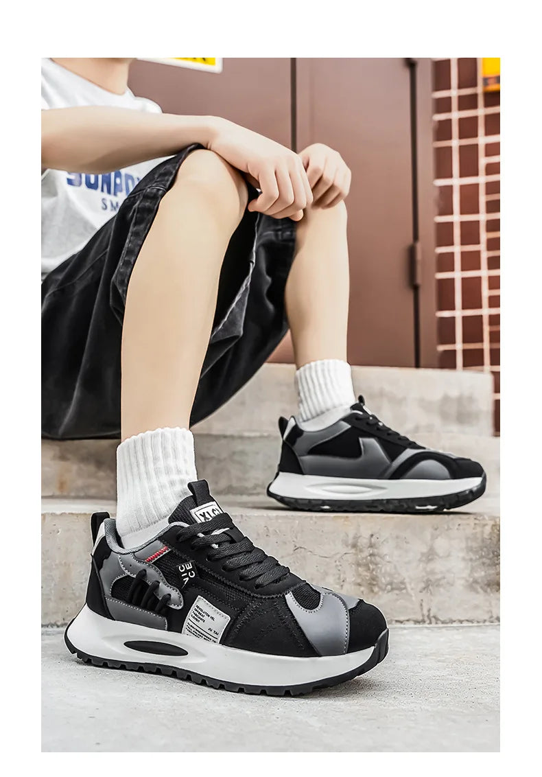 Men's Korean-Style Trendy White Sneakers Fashionable Sports And Casual Shoes for Younger Men