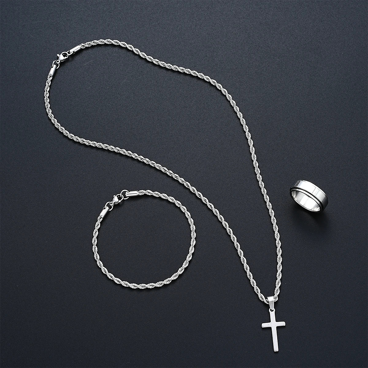 Stainless Steel Simple Jewelry Set For Men