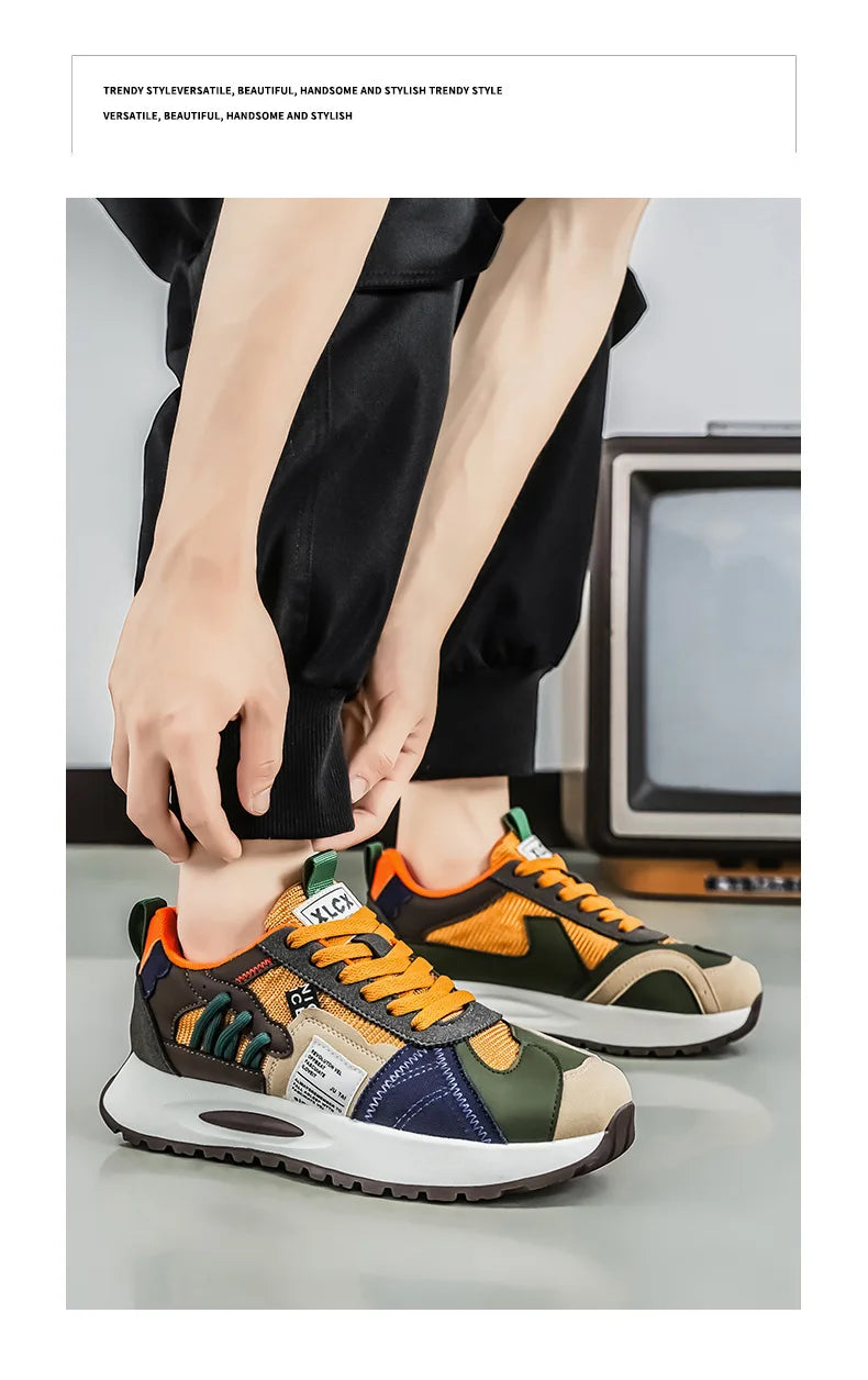 Men's Korean-Style Trendy White Sneakers Fashionable Sports And Casual Shoes for Younger Men