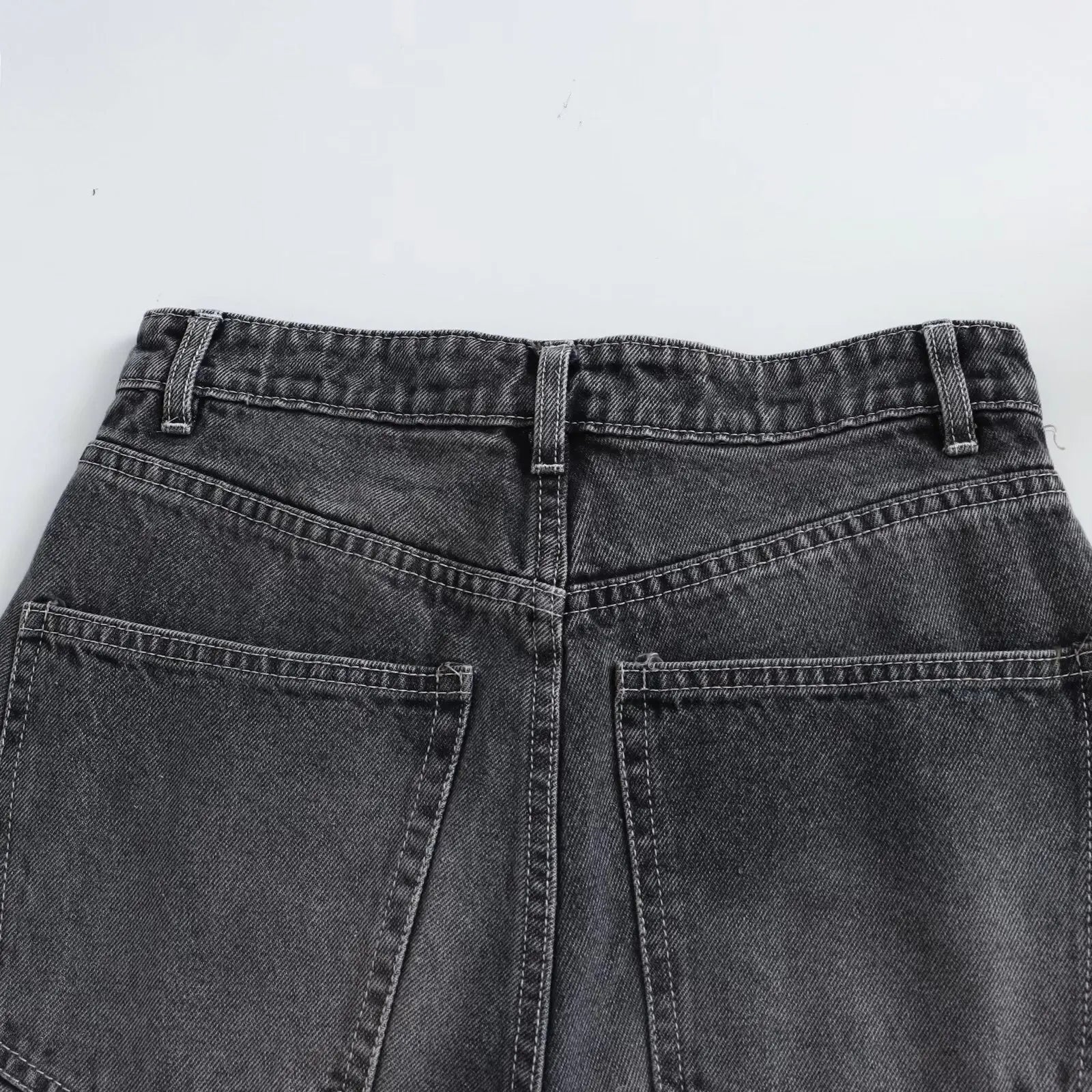 Withered Casual Rivet Embellished Mid High Waist Long Straight Leg Pants Jeans Women's Jeans Women's Denim Pants Woman Clothes