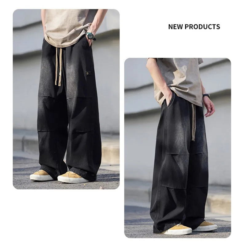 Man Pants Mens Jeans American Trendy Casual Straight Leg Workwear Trousers Loose Fit Spring Summer