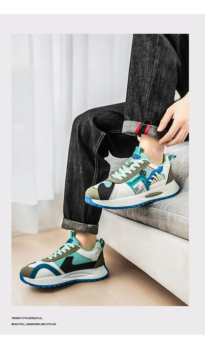 Men's Korean-Style Trendy White Sneakers Fashionable Sports And Casual Shoes for Younger Men