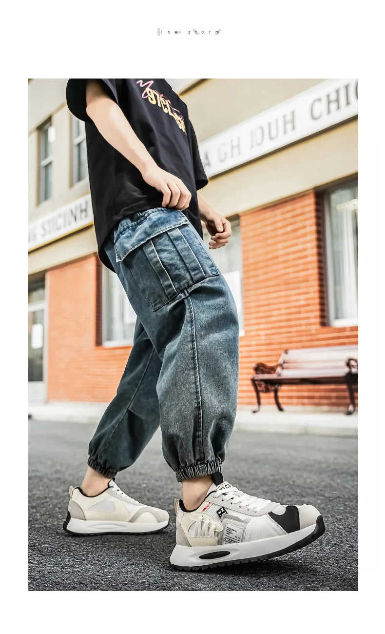 Men's Korean-Style Trendy White Sneakers Fashionable Sports And Casual Shoes for Younger Men