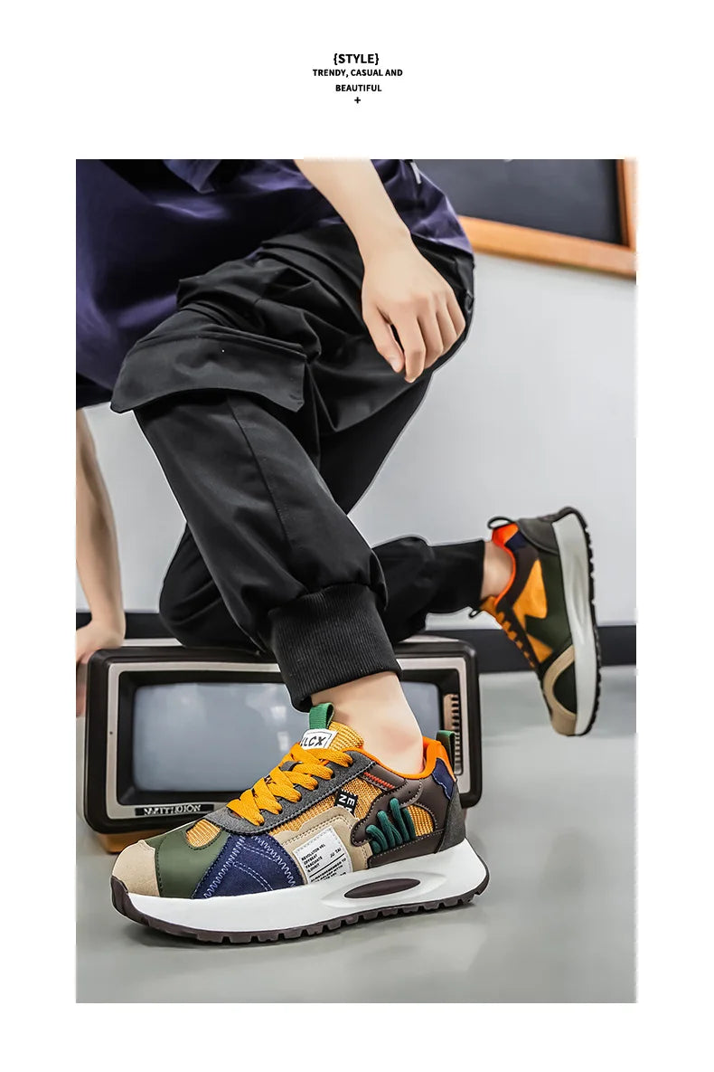 Men's Korean-Style Trendy White Sneakers Fashionable Sports And Casual Shoes for Younger Men