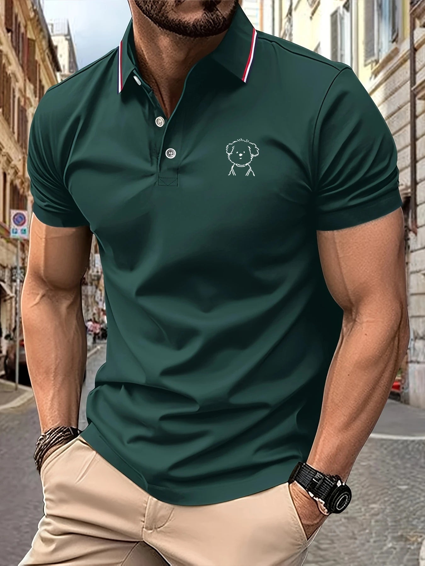 Polo Shirt Man Cute Puppy Sketch