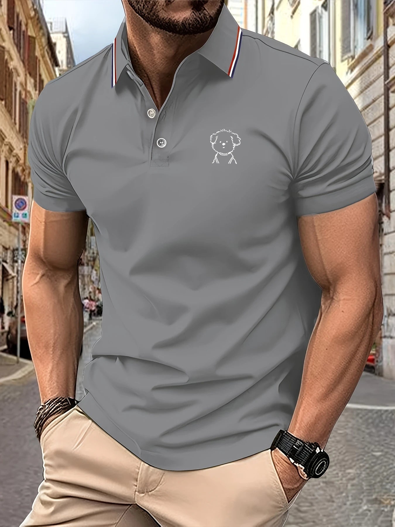 Polo Shirt Man Cute Puppy Sketch