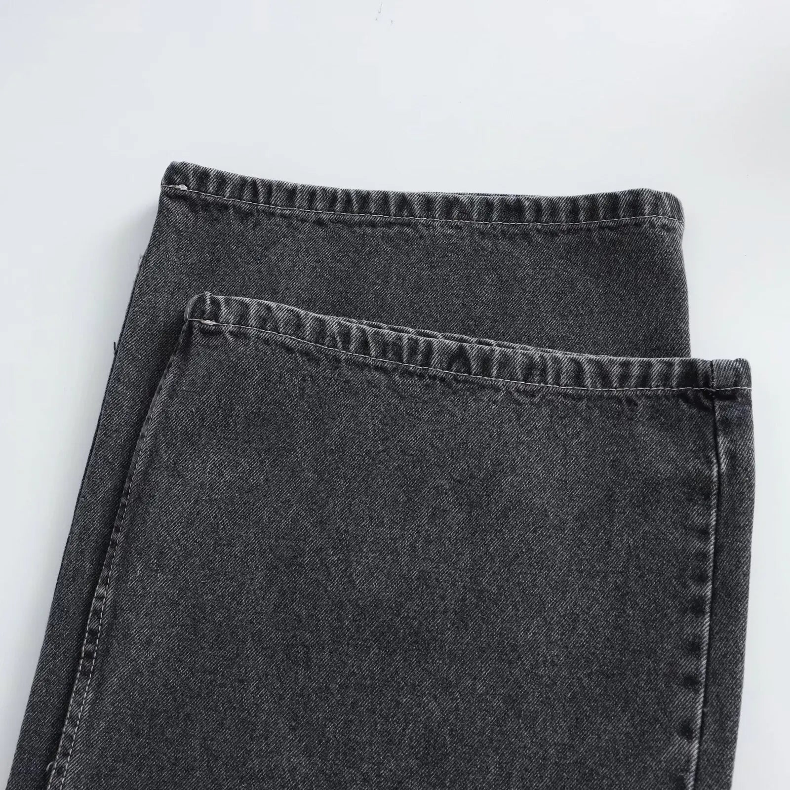 Withered Casual Rivet Embellished Mid High Waist Long Straight Leg Pants Jeans Women's Jeans Women's Denim Pants Woman Clothes