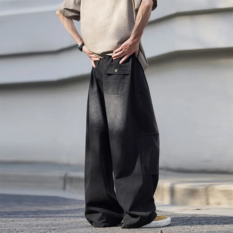 Man Pants Mens Jeans American Trendy Casual Straight Leg Workwear Trousers Loose Fit Spring Summer