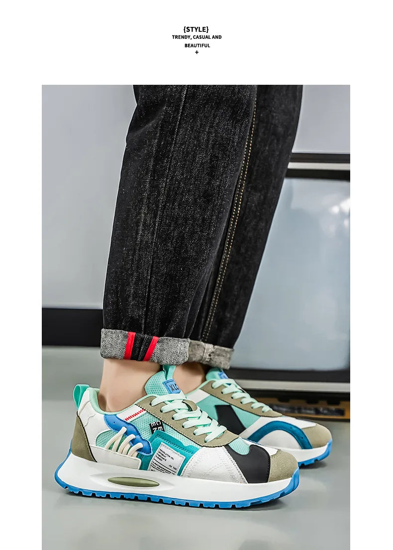 Men's Korean-Style Trendy White Sneakers Fashionable Sports And Casual Shoes for Younger Men