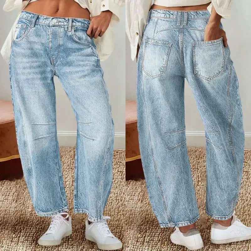 Jeans Women Denim Pants Wide Leg Long Pant Mom Y2k Loose Casual Regular Straight Trousers Elegant Splice Mid Waist Autumn Winter