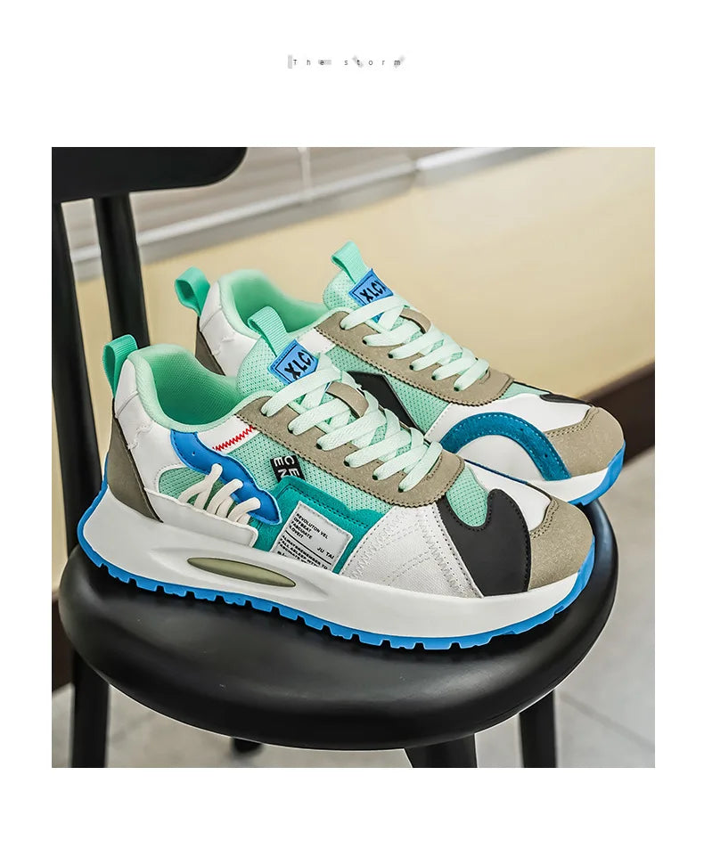 Men's Korean-Style Trendy White Sneakers Fashionable Sports And Casual Shoes for Younger Men