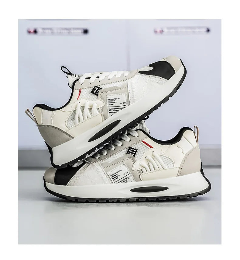 Men's Korean-Style Trendy White Sneakers Fashionable Sports And Casual Shoes for Younger Men