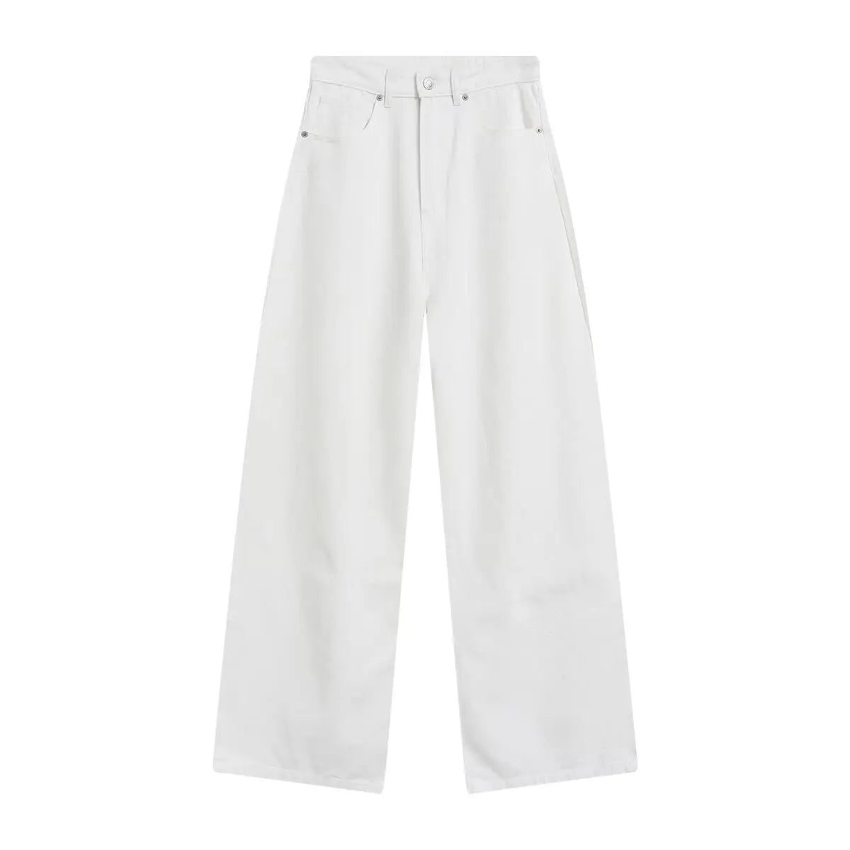 Withered Casual Rivet Embellished Mid High Waist Long Straight Leg Pants Jeans Women's Jeans Women's Denim Pants Woman Clothes