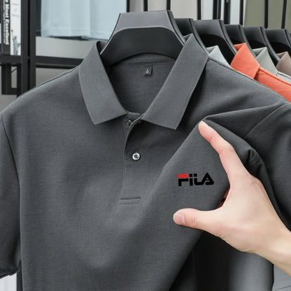 Men's polo shirt - single button printed shirt