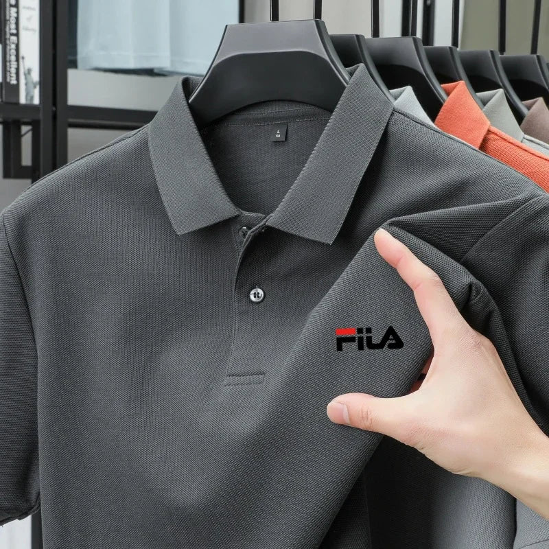 Men's polo shirt - single button printed shirt