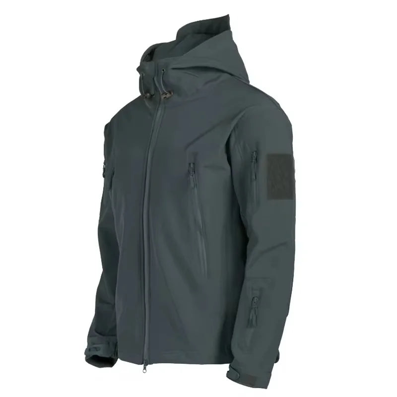 2024 New Outdoor Jackets Men Shark Skin Soft Shell Tactical Waterproof Windbreaker Jacket Mens Hooded Bomber Coats Hiking
