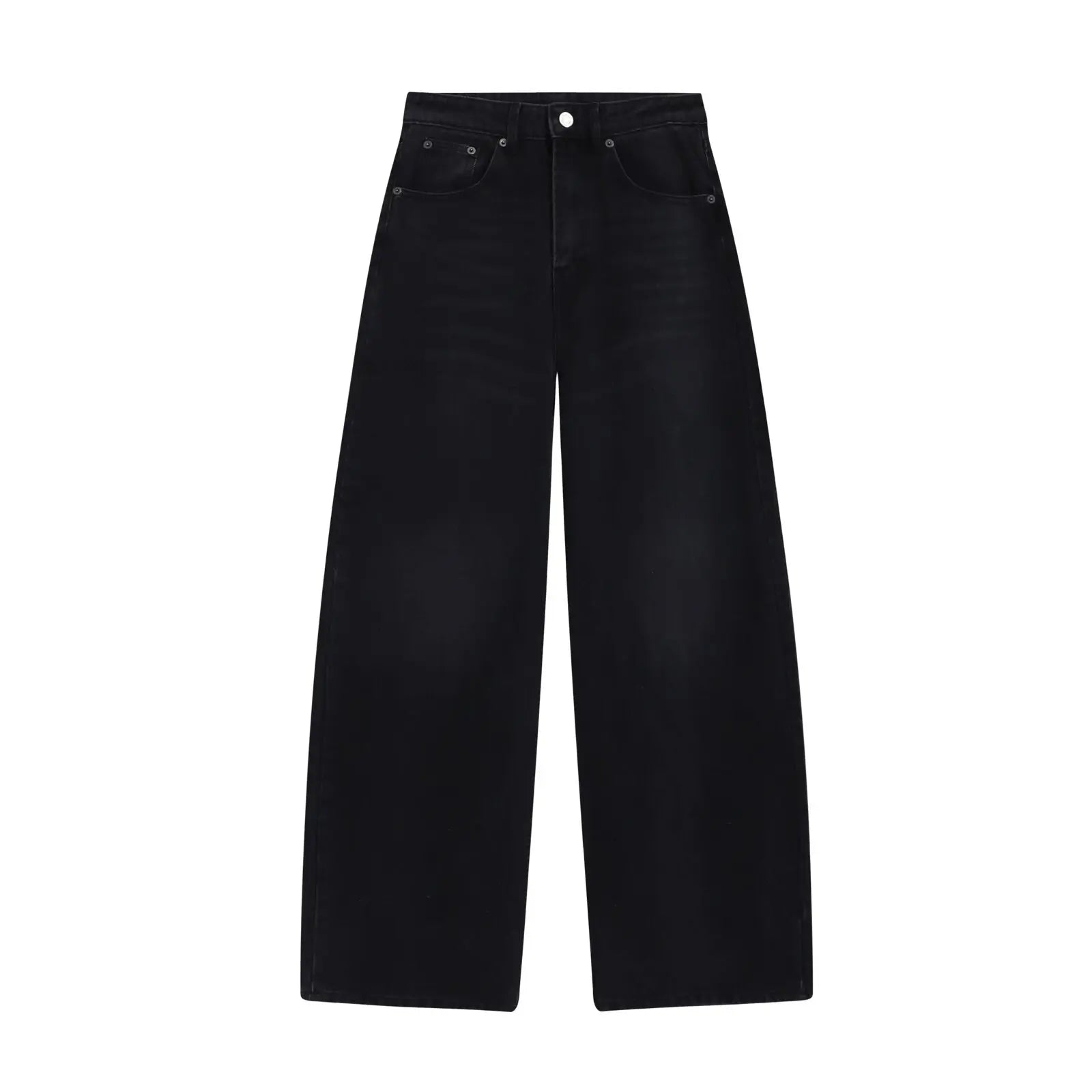 Withered Casual Rivet Embellished Mid High Waist Long Straight Leg Pants Jeans Women's Jeans Women's Denim Pants Woman Clothes