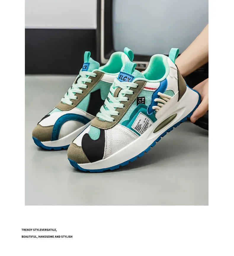 Men's Korean-Style Trendy White Sneakers Fashionable Sports And Casual Shoes for Younger Men