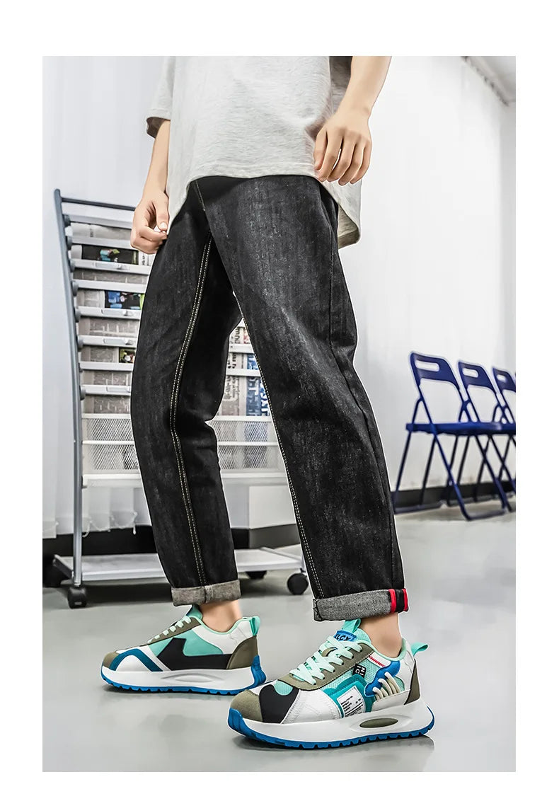 Men's Korean-Style Trendy White Sneakers Fashionable Sports And Casual Shoes for Younger Men