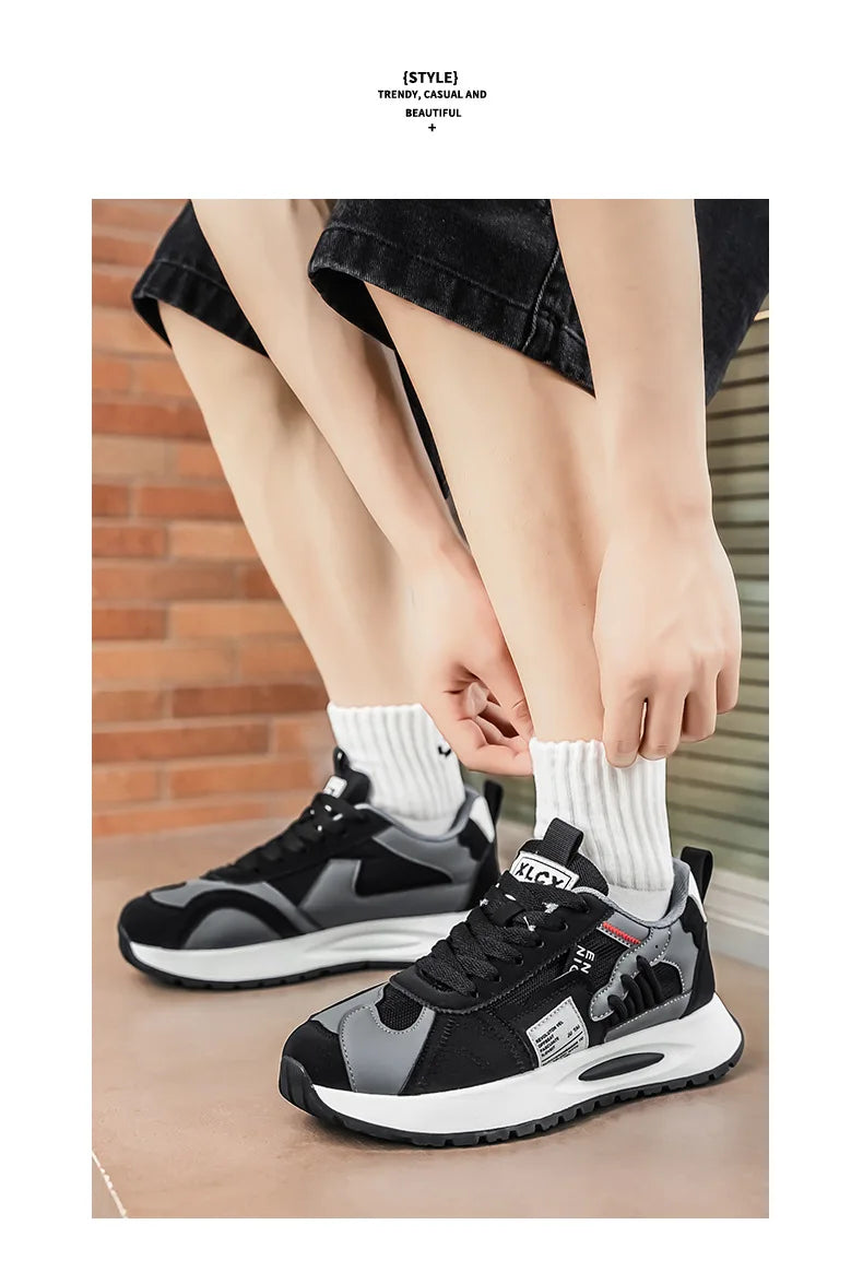 Men's Korean-Style Trendy White Sneakers Fashionable Sports And Casual Shoes for Younger Men