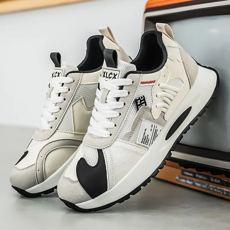 Men's Korean-Style Trendy White Sneakers Fashionable Sports And Casual Shoes for Younger Men