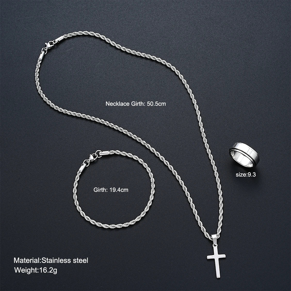 Stainless Steel Simple Jewelry Set For Men