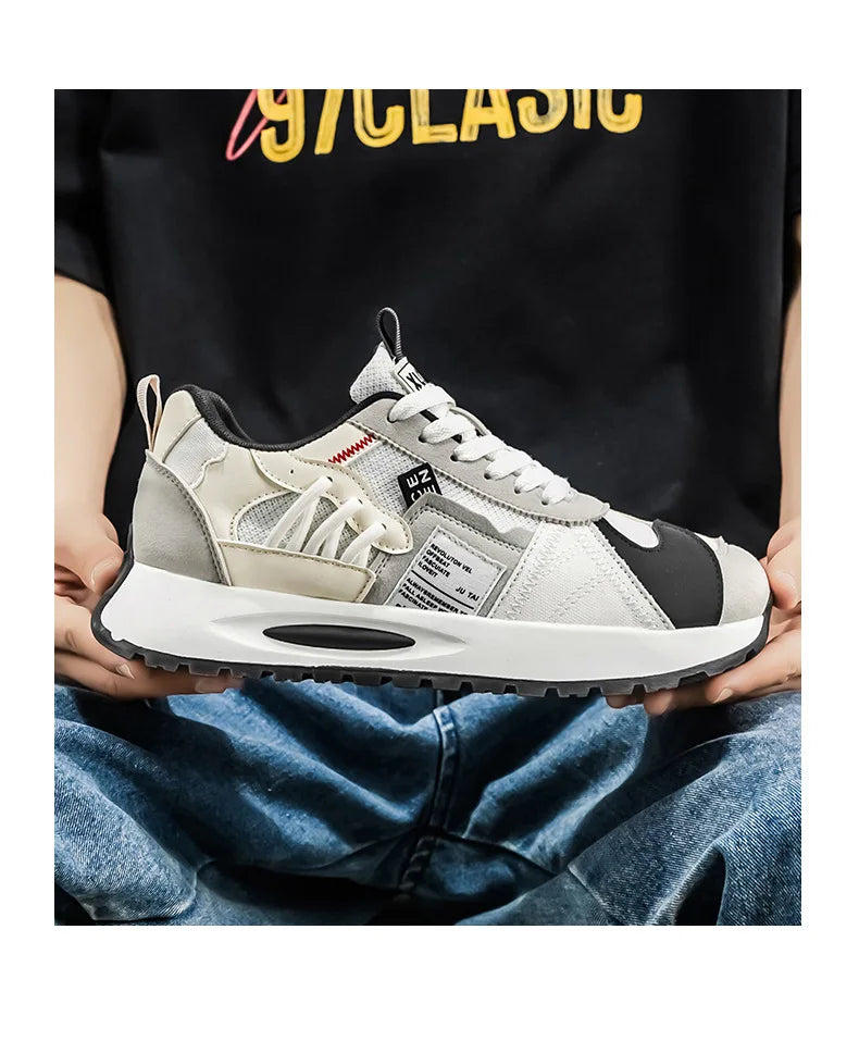 Men's Korean-Style Trendy White Sneakers Fashionable Sports And Casual Shoes for Younger Men