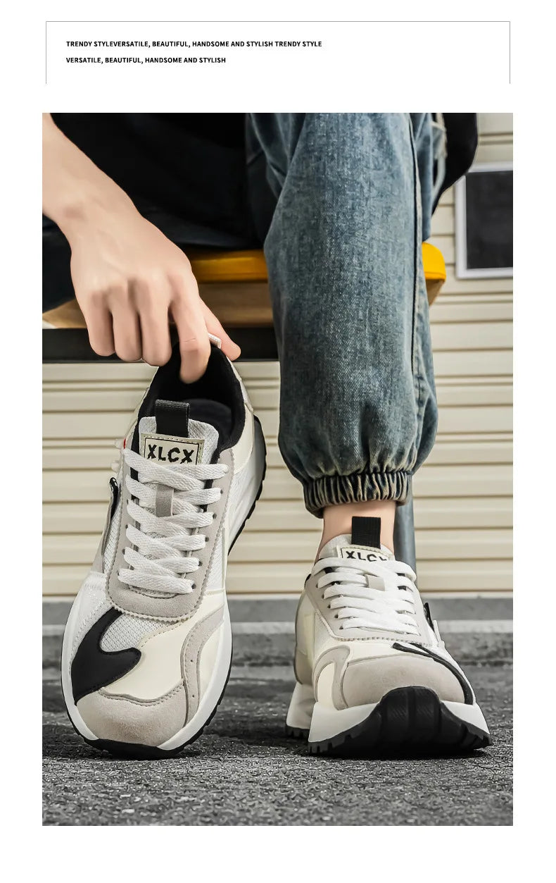 Men's Korean-Style Trendy White Sneakers Fashionable Sports And Casual Shoes for Younger Men