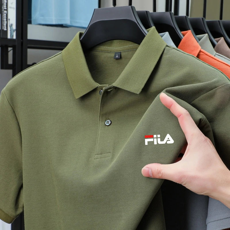 Men's polo shirt - single button printed shirt