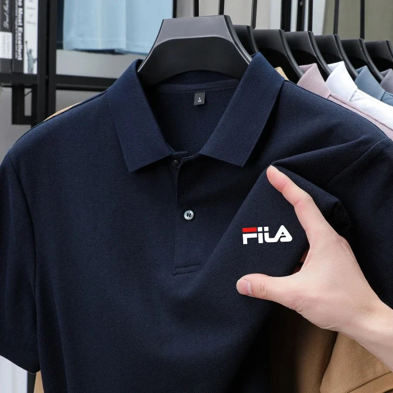 Men's polo shirt - single button printed shirt