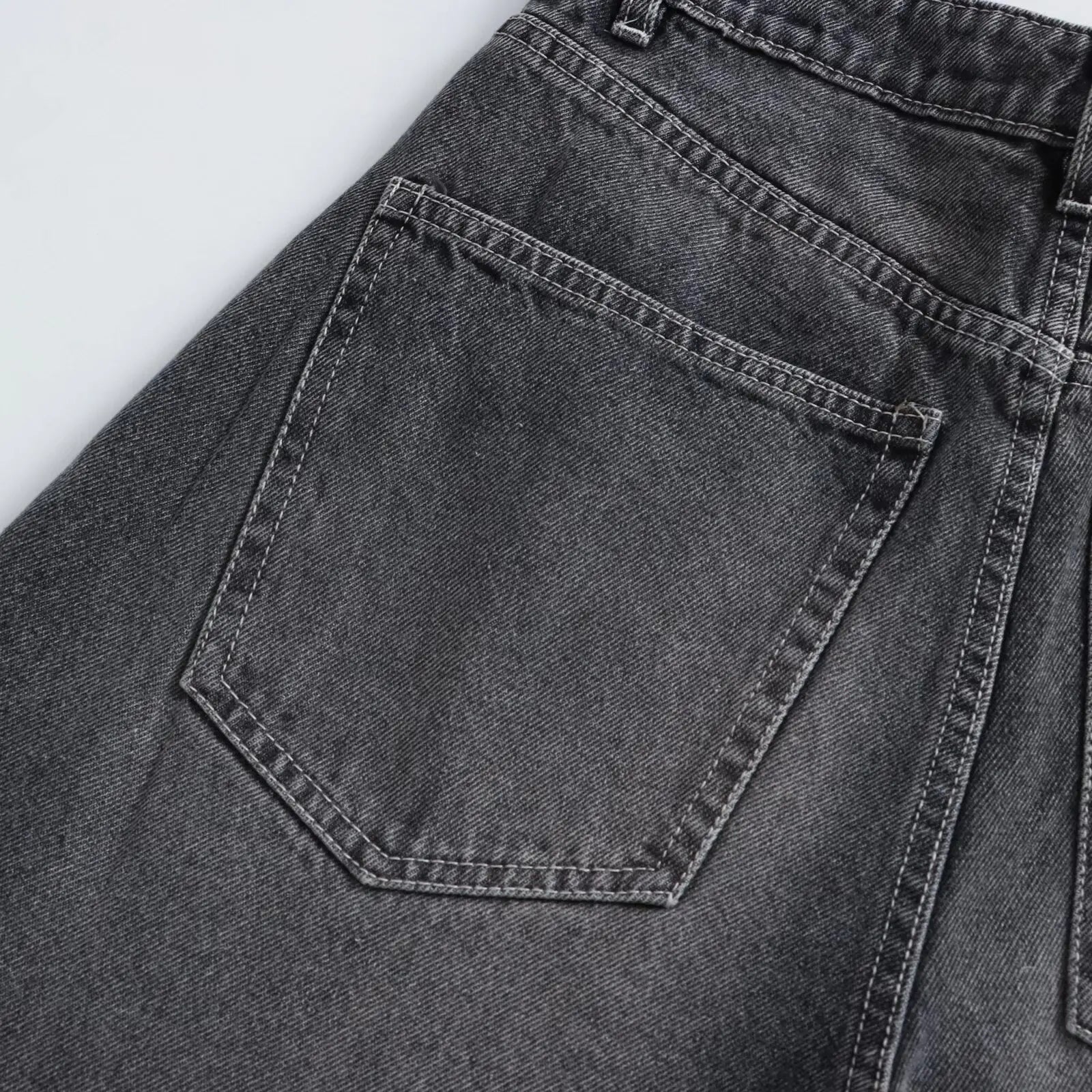 Withered Casual Rivet Embellished Mid High Waist Long Straight Leg Pants Jeans Women's Jeans Women's Denim Pants Woman Clothes